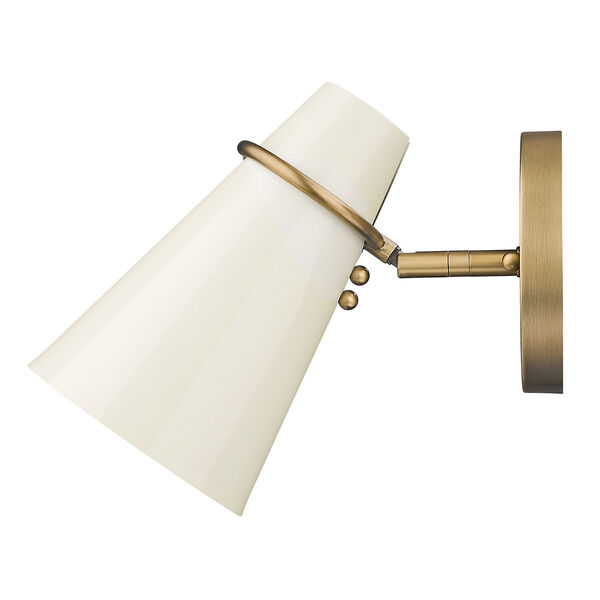 Reeva White and Modern Brass One-Light Wall Sconce, image 1